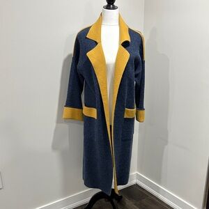 Stylish Blue and Yellow Trench Coat